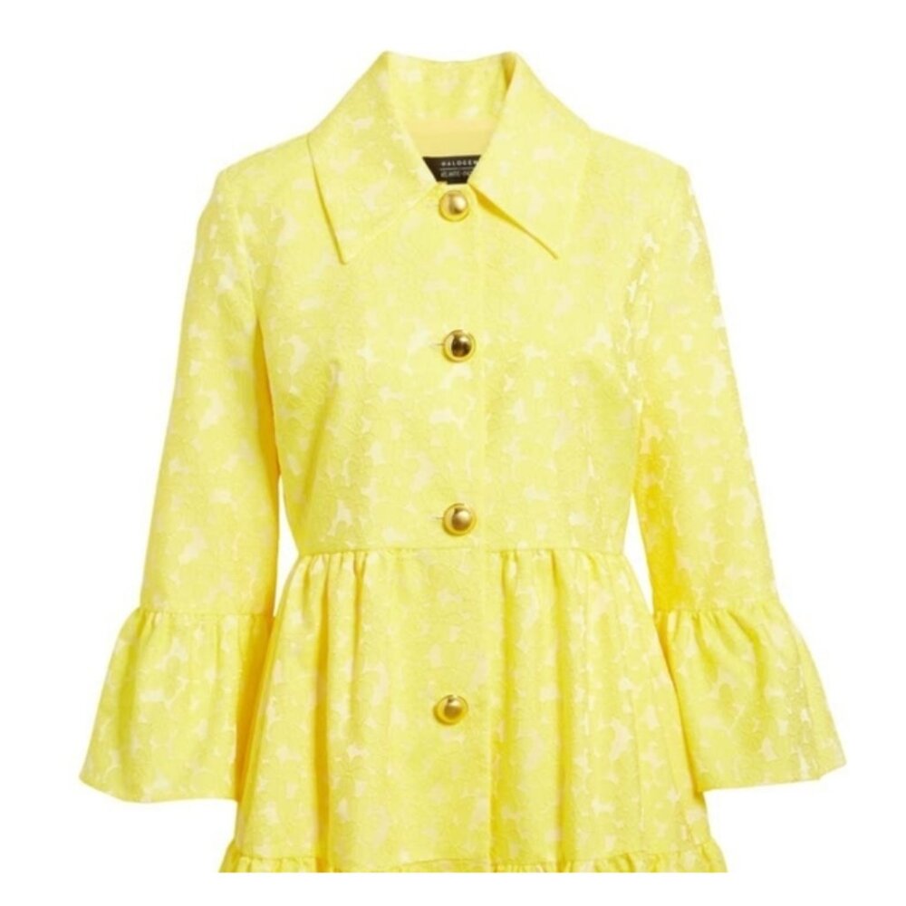 Halogen X Atlantic-Pacific Floral Jacquard Swing Jacket Yellow Medium Dressy - Picture 2 of 16